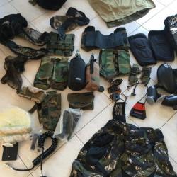 ENSEMBLE,LOT VETEMENTS PAINTBALL, PROTECTION PAINTBALL, BOUTEILLE AIR, MAMBA, VALEUR 700 EUROS NEUF