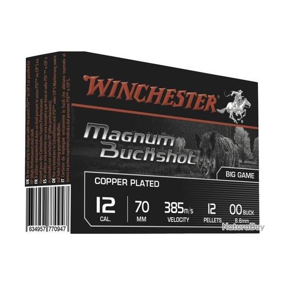 CARTOUCHE CHEVROTINE WINCHESTER CAL12/70 - 00 - MAGNUM BUCKSHOT