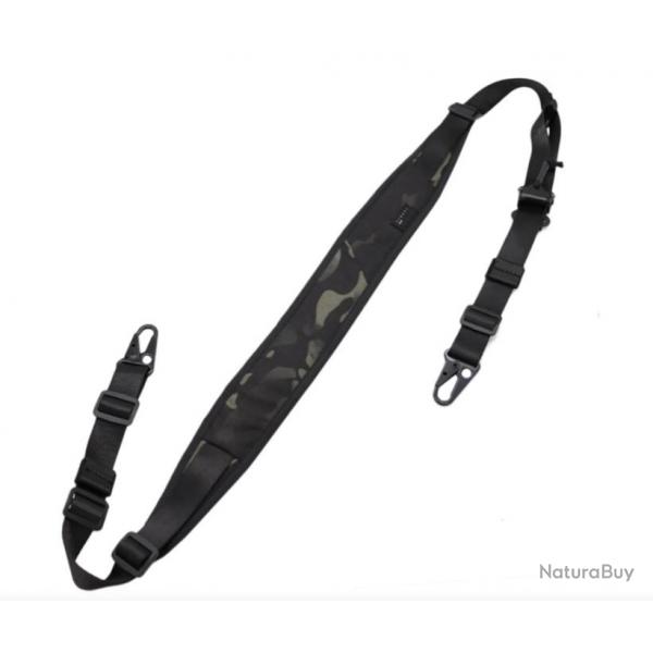 Sangle  bandoulire fusil de chasse rembourre amovible 2 points/1 point largeur 5,7cm Camo noir