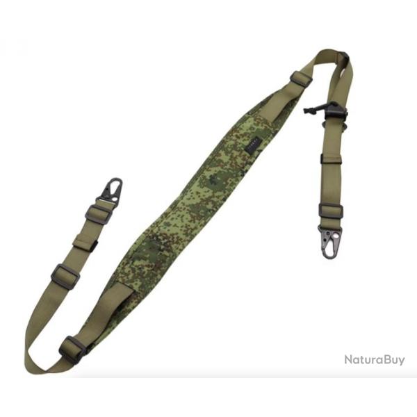 Sangle  bandoulire fusil de chasse rembourre amovible 2 points/1 point largeur 5,7cm Camo vert