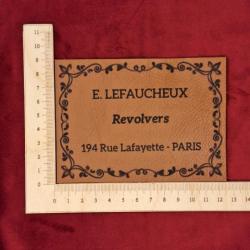 Etiquette en cuir pour coffret "LEFAUCHEUX" cadre arabesque