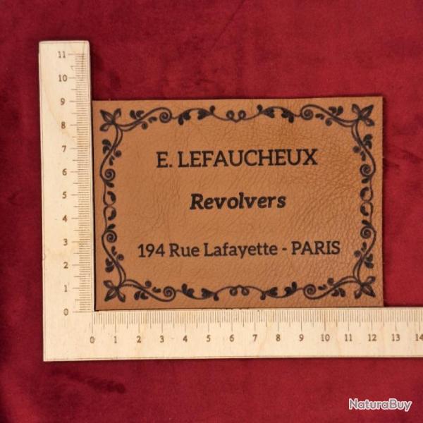 Etiquette en cuir pour coffret "LEFAUCHEUX" cadre arabesque