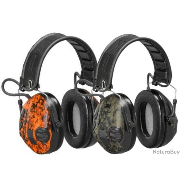 Casque 3M Peltor sporttac - Coquilles Vertes/Oranges digital Camo