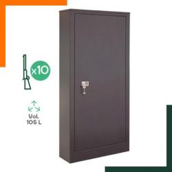 Armoire 10 fusils avec coffre intérieur pour munitions et étagère porte-objets arrière de porte
