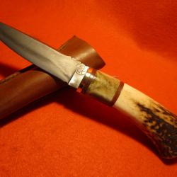 COUTEAU ARTISANAL forgé DROP POINT de l' ATELIER DE L'OURS NOIR chasse camping rando bois de cerf