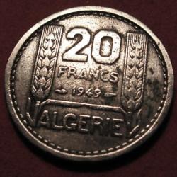 Algerie piece de 20 francs Turin 1949 ttb