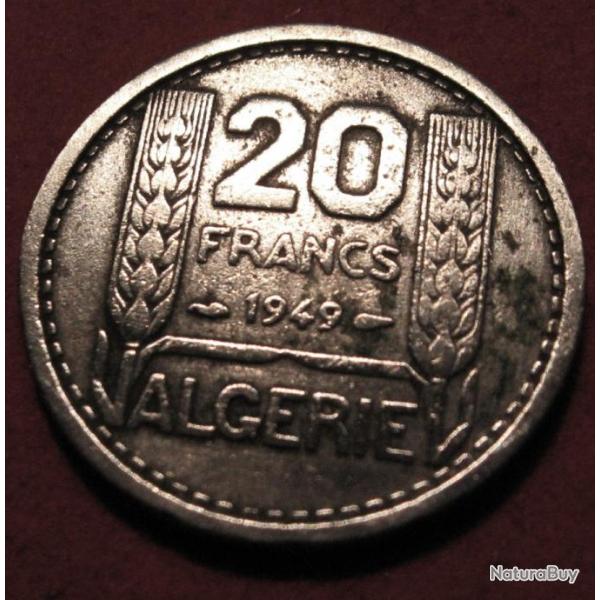 Algerie piece de 20 francs Turin 1949 ttb