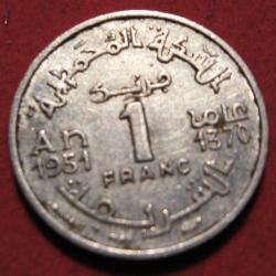 Maroc piece de 1 franc 1951 empire cherifien