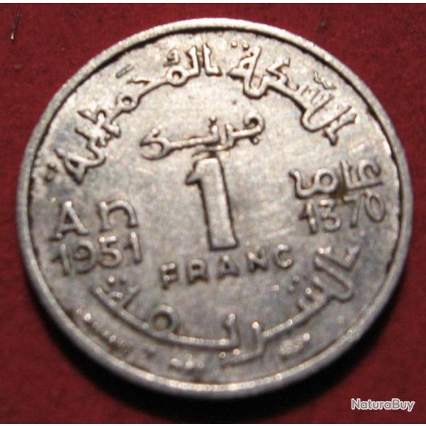 Maroc piece de 1 franc 1951 empire cherifien