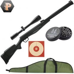 Pack sniper !Carabine a plomb Stoeger RX20 S3 Suppressor Cal4.5MM 19.9J+Lunette+plomb+cible+fourreau