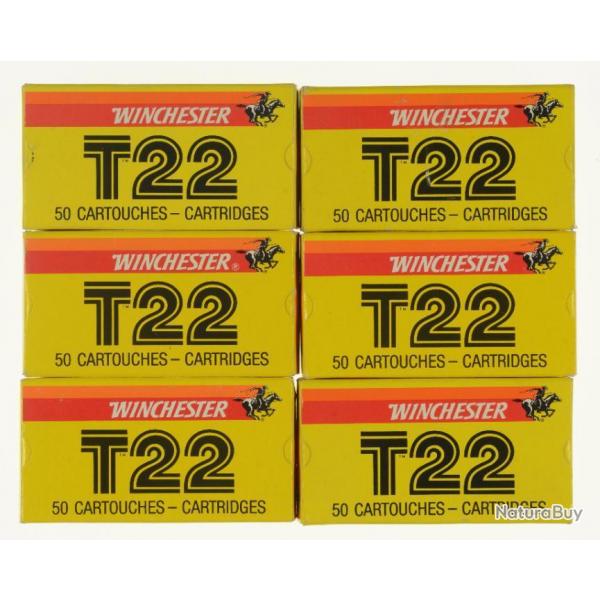 300 cartouches (6x50) .22 LONG RIFLE - WINCHESTER "T22" boites jaunes