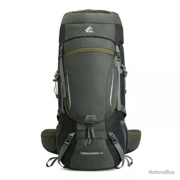 Sac  Dos Randonne 60L Rsistant  l'Eau pour Camping Trekking Alpinisme Voyage en Plein air Vert