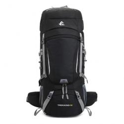 Sac à Dos Randonnée 60L Résistant à l'Eau pour Camping Trekking Alpinisme Voyage en Plein air Noir