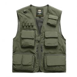 Gilet de pêche Tackle Shield maille - Vert armée / M