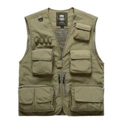 Gilet de pêche Tackle Shield maille - Kaki / M