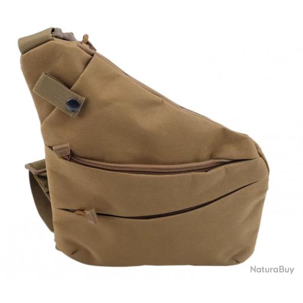 Sac  bandoulire tactique - Sac de rangement multifonctionnel  Epaule Gauche Kaki