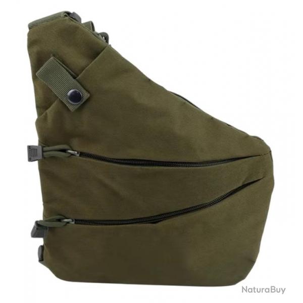 Sac  bandoulire tactique - Sac de rangement multifonctionnel  Epaule gauche Vert