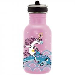 Gourde inox enfant Laken Basic Steel 0,5L rose avec bouchon Flow