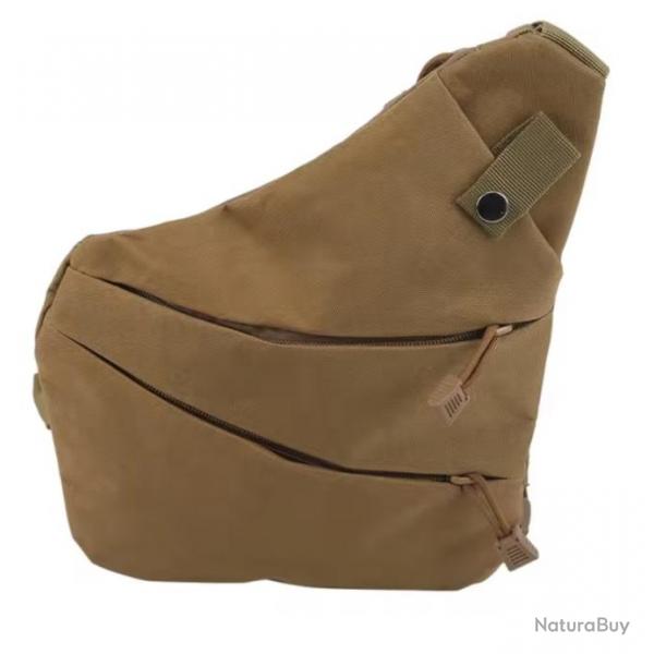 Sac  bandoulire tactique - Sac de rangement multifonctionnel  Epaule Droite Kaki