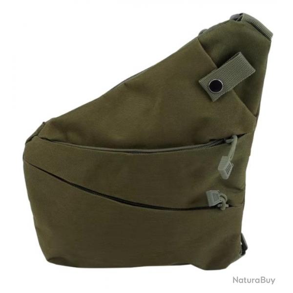 Sac  bandoulire tactique - Sac de rangement multifonctionnel  Epaule Droite Vert