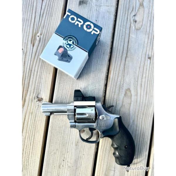 PACK OPTIC READY Smith & Wesson Mod. 64 inox canon 3'' cal. .38 Special + Point Rouge 3MOA + Montage