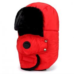 Chapeau de Bombardier Thermique Coupe-Vent - Casquette Trappeur Hiver Rouge