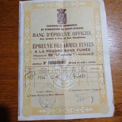 Certificat fusil ancien