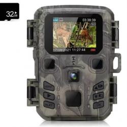 Caméra de Chasse Miniature 4K Vision Nocturne Carte Mémoire 32Go Écran LCD 24 MP