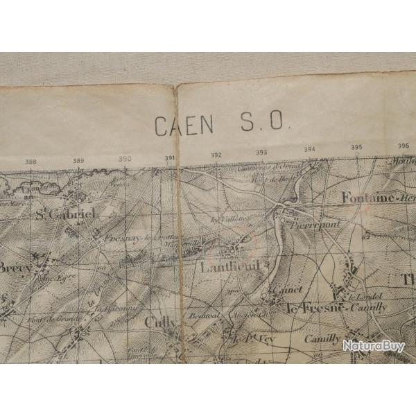 carte CAEN tat-major mle 1889 de la seconde guerre mondiale NORMANDIE 1944