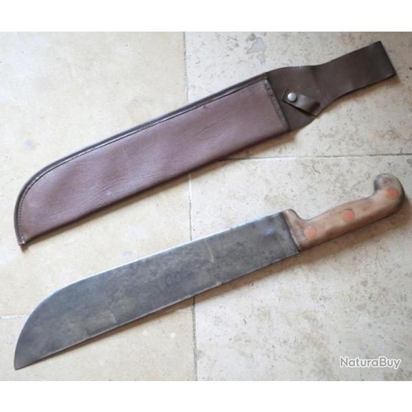 Couteau machette + tui sans doute militaire - d'poque WWII + tui postrieur