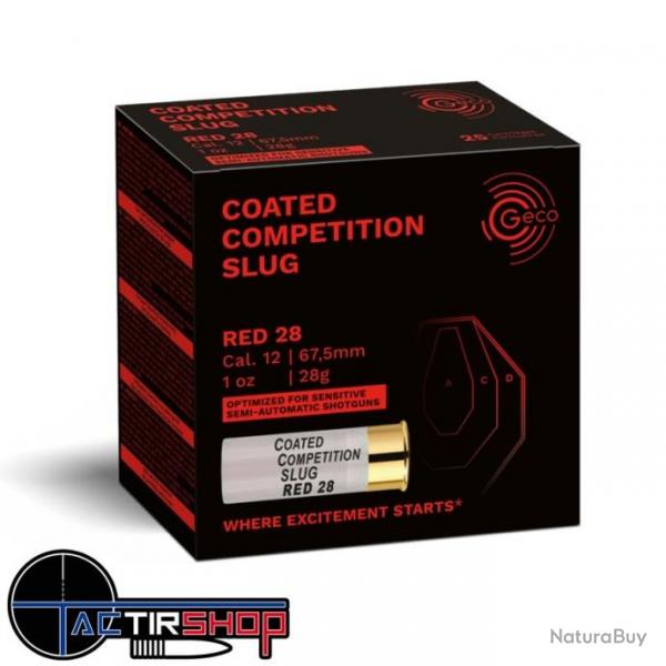 Cartouche Balle Slug GECO Comptition Red 28 gr cal.12/67,5 , boite de 100