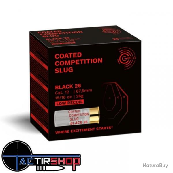 Cartouche Balle Slug GECO Comptition Black 26 gr cal.12/67,5 , boite de 100