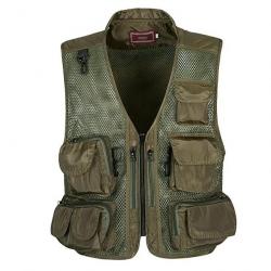 Gilet de chasse respirant en mesh fermeture éclair - Vert