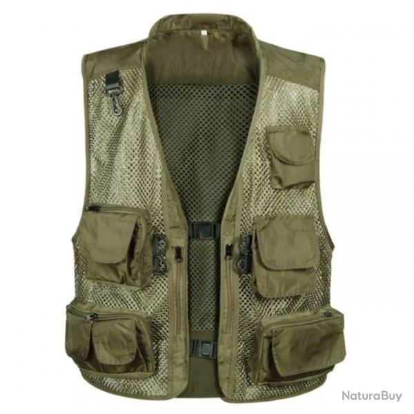 Gilet de chasse respirant en mesh fermeture clip - Vert