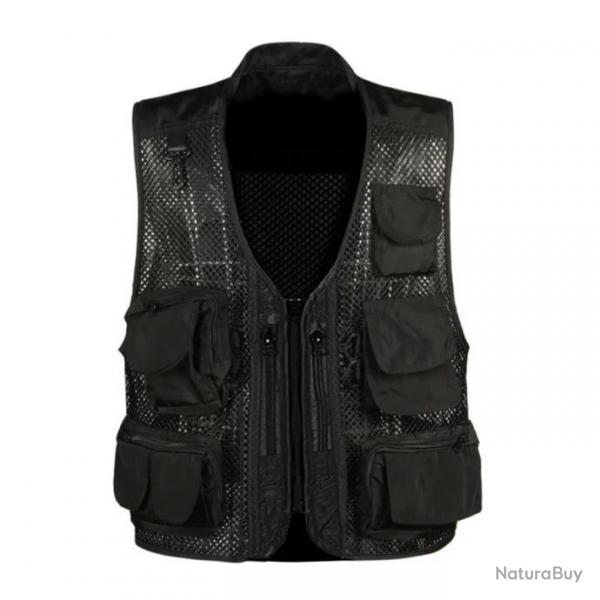 Gilet de chasse respirant en mesh fermeture clair - Noir