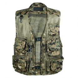 Gilet de chasse respirant en mesh fermeture clip - Camouflage vert