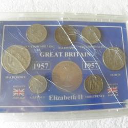 Coffret de pièces de monnaie britanniques de 1957