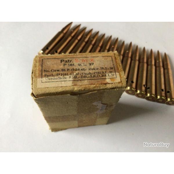 VENDU PAR LE-CUIRASSIER N 3 LOT DE 15 BALLES ALLEMANDES MAUSER 7,92 EN BOTE