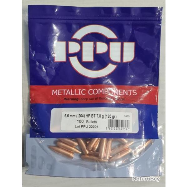 Sachet de 100 ogives PPU 6,5 (.264) 120 grains HPBT 5