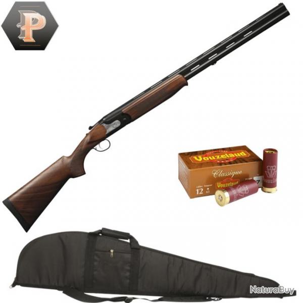 Pack chasseur ! Fusil superpos Suhlberg black evo gris cal.12/76 canon 71cm + mun + fourreau