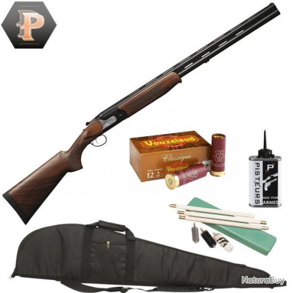 Pack chasseur ! Fusil superpos Suhlberg black evo gris cal.12/76 canon 71cm + mun + fourreau + net