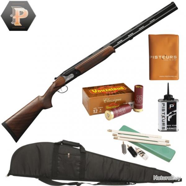 Pack chasseur ! Fusil superpos Suhlberg black evo gris cal.12/76 canon 71cm + mun + fourreau + net 