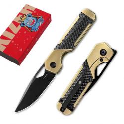 Couteau Kizer Cutlery Mini Militaw Manche Titanium/Zalium Lame Acier S45VN Frame Lock Clip KI3634SA3