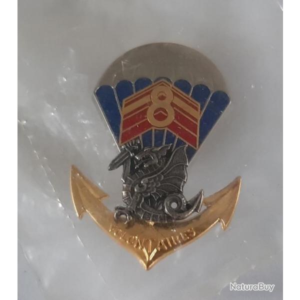 Insigne du 8e RPIMa - Parachutiste infanterie de marine. Caporaux. Superbe en sachet d'origine.