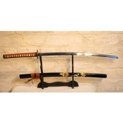 REPRODUCTION d'un sabre japonais katana fourreau laqué noir avec dragon EBR24JAP016