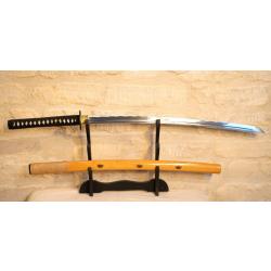 REPRODUCTION sabre japonais katana fourreau bois nu verni avec symboles bonne qualité EBR24JAP003