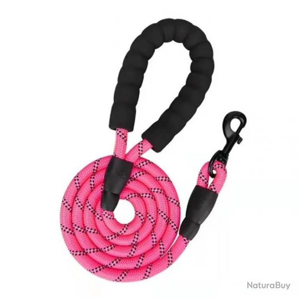 Laisse pour chien en nylon 1cm x 3M - LIVRAISON GRATUITE - Rose