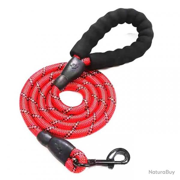 Laisse pour chien en nylon 0.6cm x 1.5M - LIVRAISON GRATUITE - Rouge