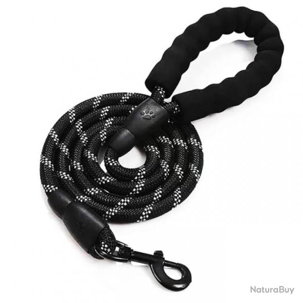 Laisse pour chien en nylon 0.8cm x 2M - LIVRAISON GRATUITE - Noire