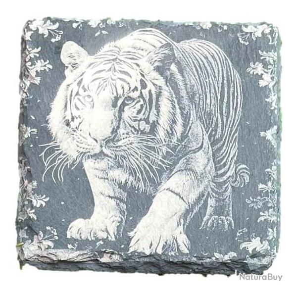 Dessous de verre carr en ardoise de 10 cm tigre